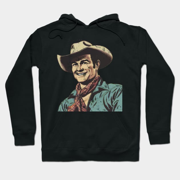 Comic Book Cowboy - Distressed Authentic Hoodie by offsetvinylfilm